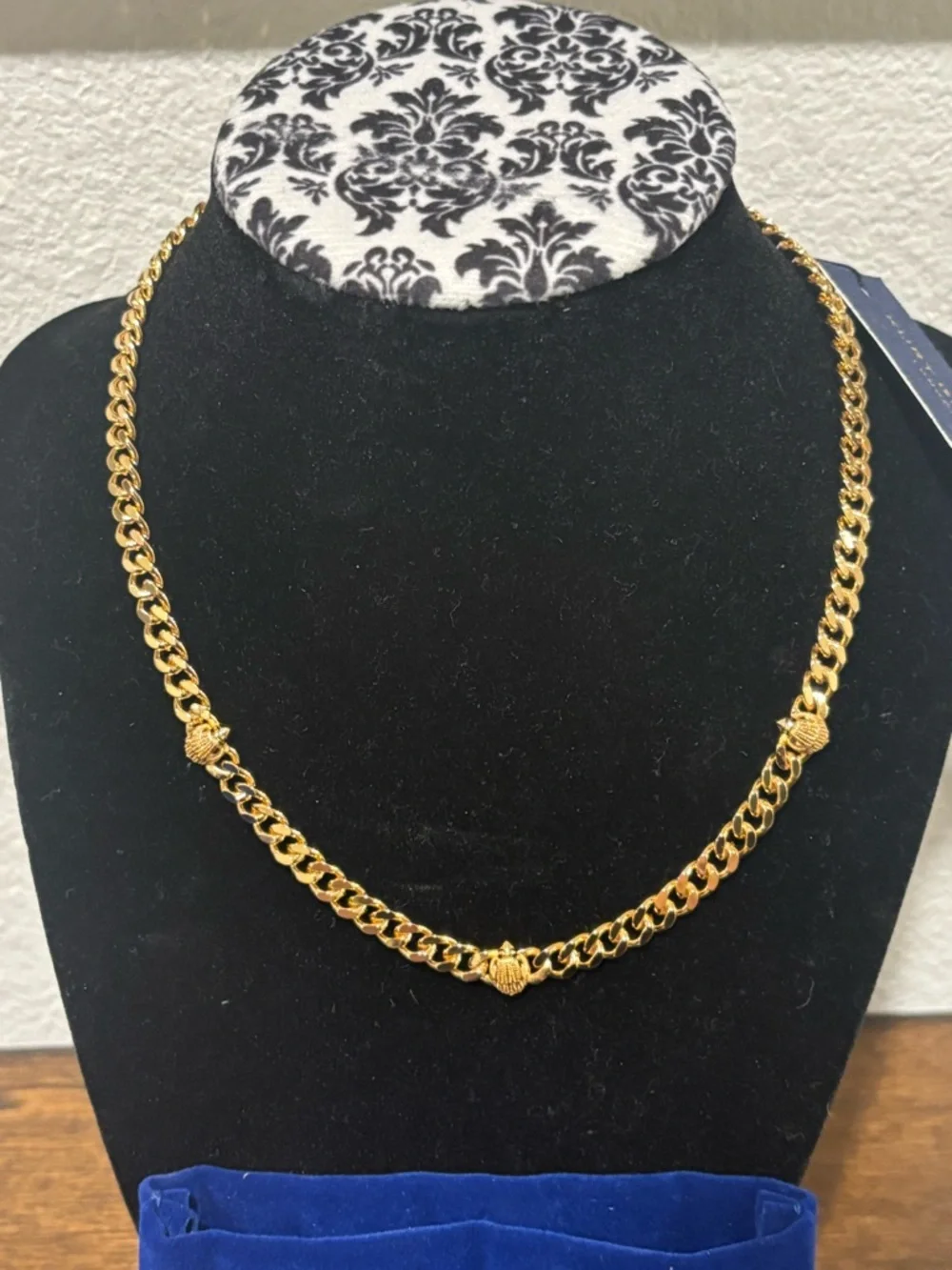 Kurt Geiger Gold-Tone Curb Chain Necklace with Bead Accents - Picture 3 of 6